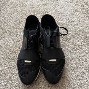 Balenciaga Women's Black Slip-On Lace Sneakers
